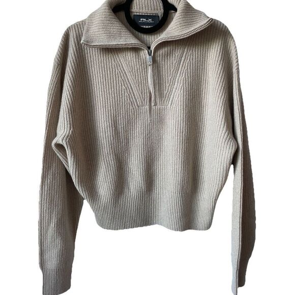 New RLX Ralph Lauren Rib Knit Half Zip Cashmere Sweater Size Medium - Picture 4 of 6